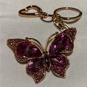 Elegant Gold and Pink Butterfly Purse Charm